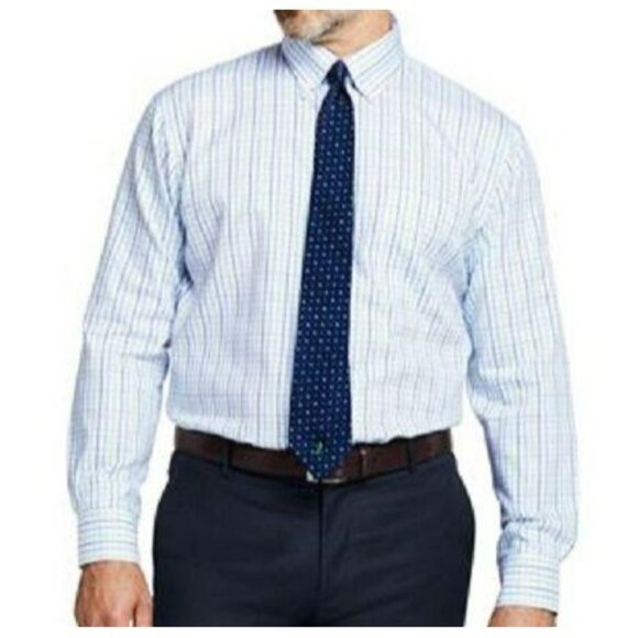 Lands End Pinpoint Button Down Shirt 15.5x33 JJ514 - Picture 2 of 4